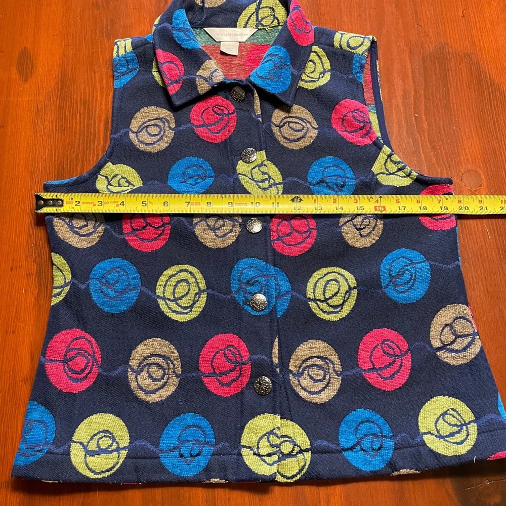 RETRO Art Teacher Boho Y2K Button Front Geometric Tapestry Vest Heavy Texture Sm - Picture 5 of 8
